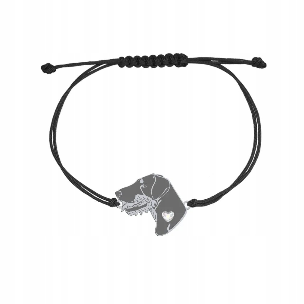 Bransoletka Srebrna z Niemiecki Terrier Myśliwski 925 Sznurek GRAWER