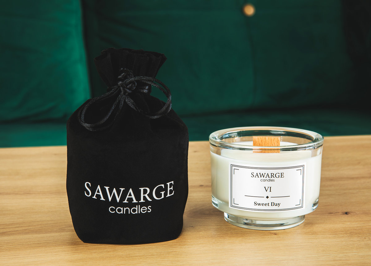 Świeca Zapachowa Sojowa No6 / Mleczne Cukierki 150g, drewniany knot, 35h/Sawarge Candles