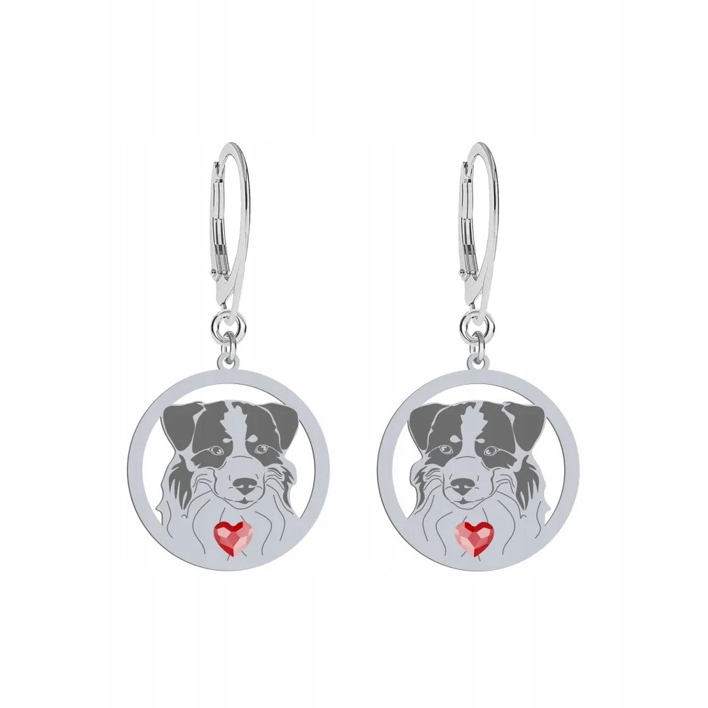 Kolczyki Srebrne 925 z psem Miniaturowy Owczarek Amerykański Prezent GRAWER