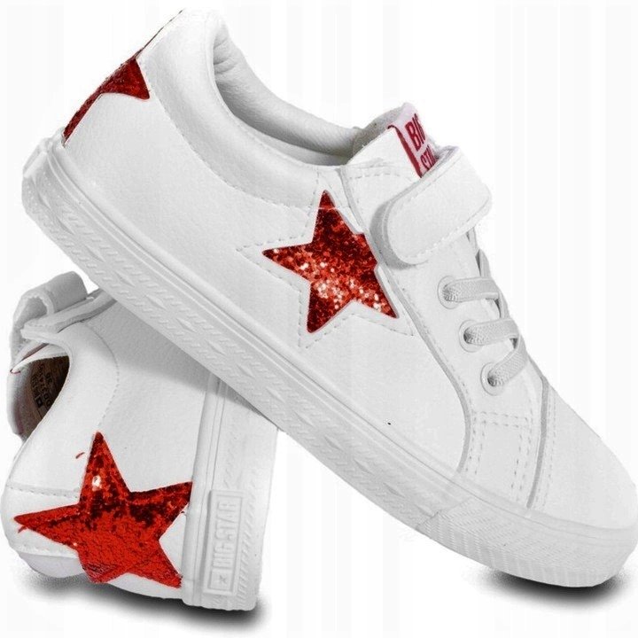 BIG STAR DD374102 białe trampki dziecięce ekoskóra czerwona gwiazdka r. 28