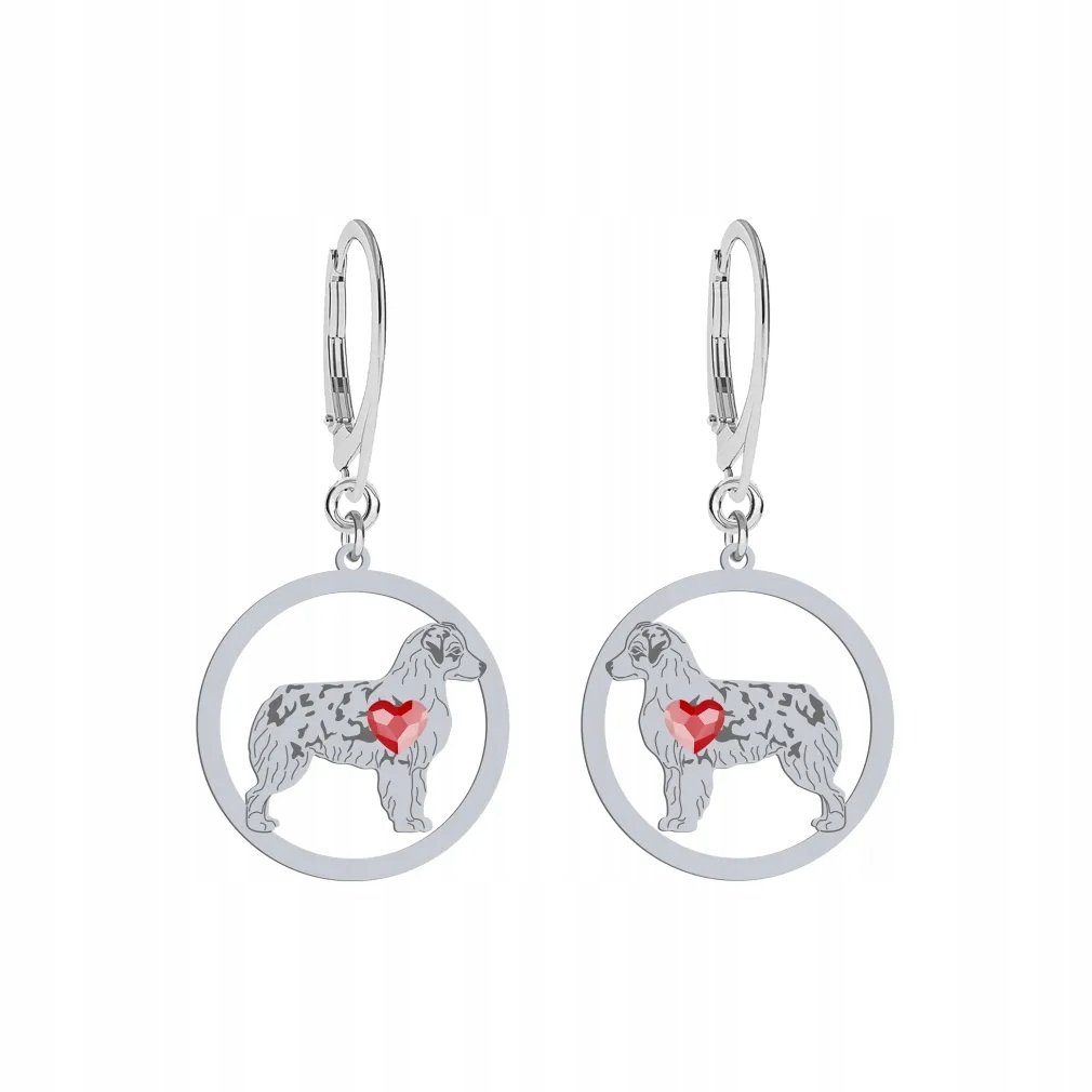 Kolczyki Srebrne 925 z psem Miniaturowy Owczarek Amerykański Prezent GRAWER