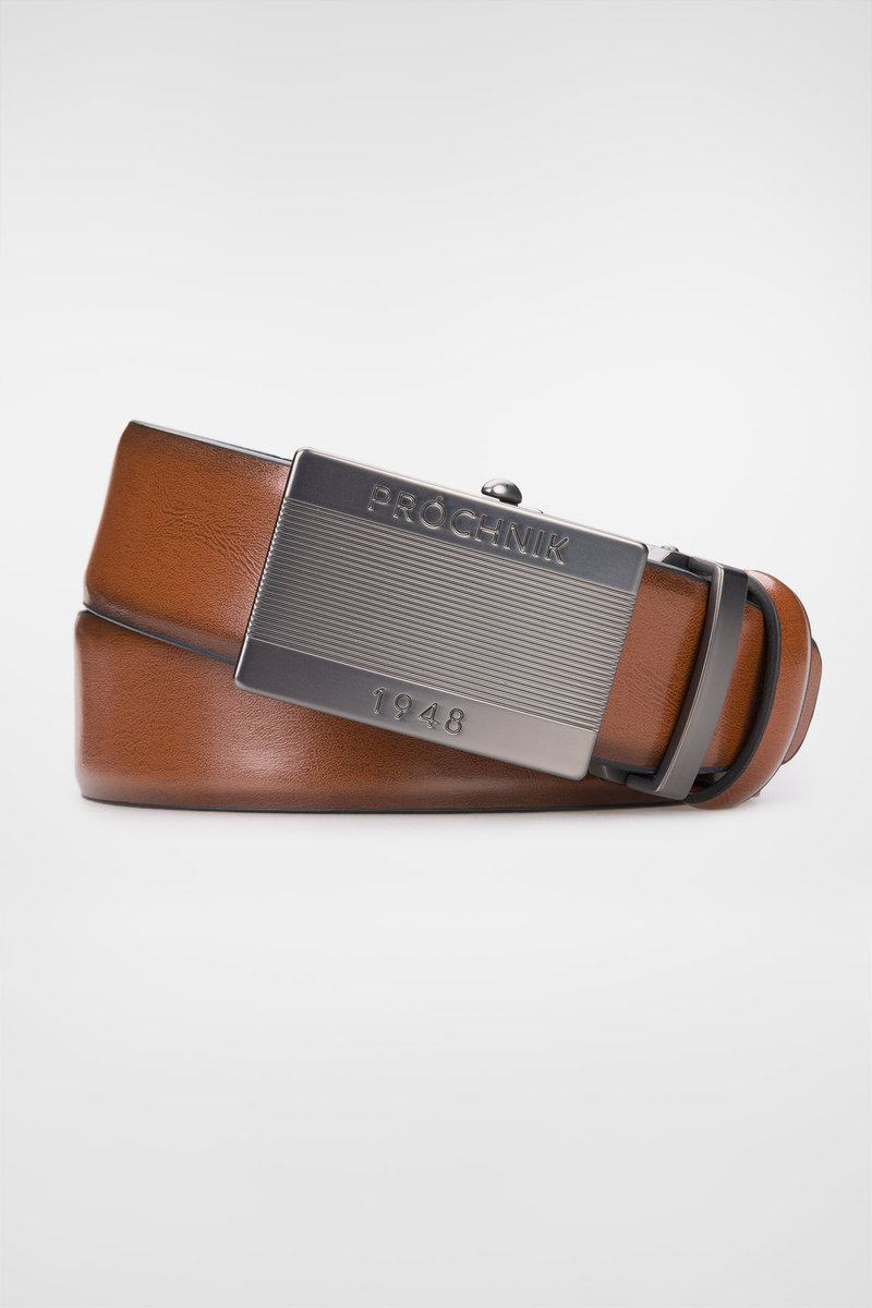 Pasek Skórzany Brązowy z Klamrą Automatyczną PM6