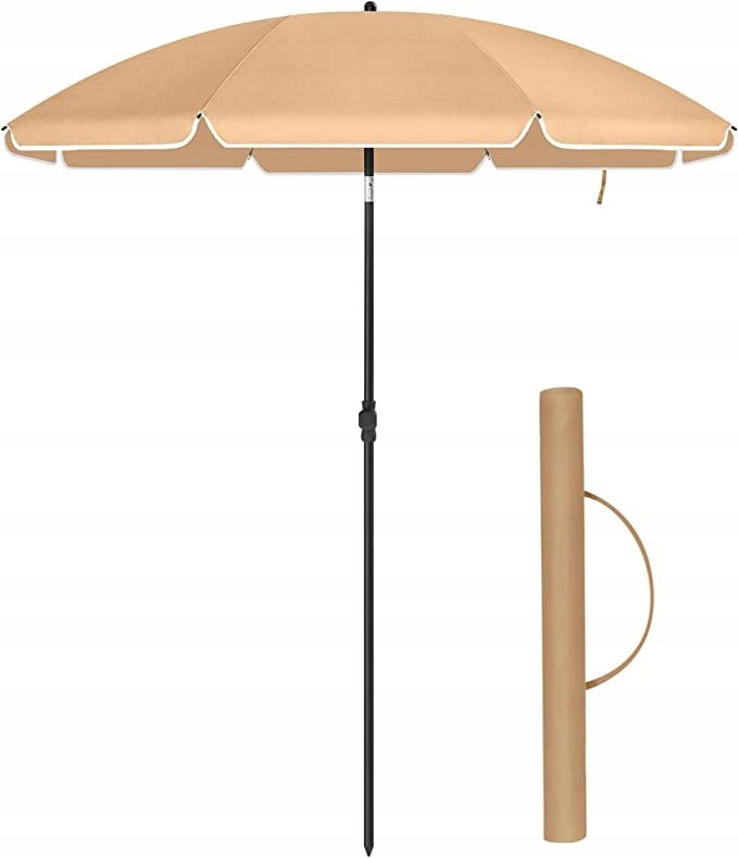 PARASOL SKŁADANY OGRODOWY PLAŻOWY NA PLAŻE 160x210 BRĄZ DUŻY