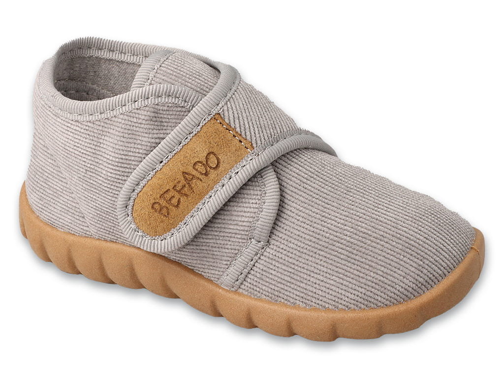 Kapcie dziecięce Befado 465P156 domowe na rzepy szare wysokie-23