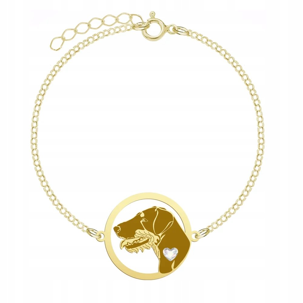 Bransoletka Złota z Deutscher Jagdterrier 925 Prezent na Urodziny GRAWER