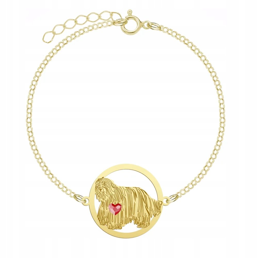 Bransoletka Złota z psem Owczarek z Bergamo 925 Biżuteria Kobieta GRAWER