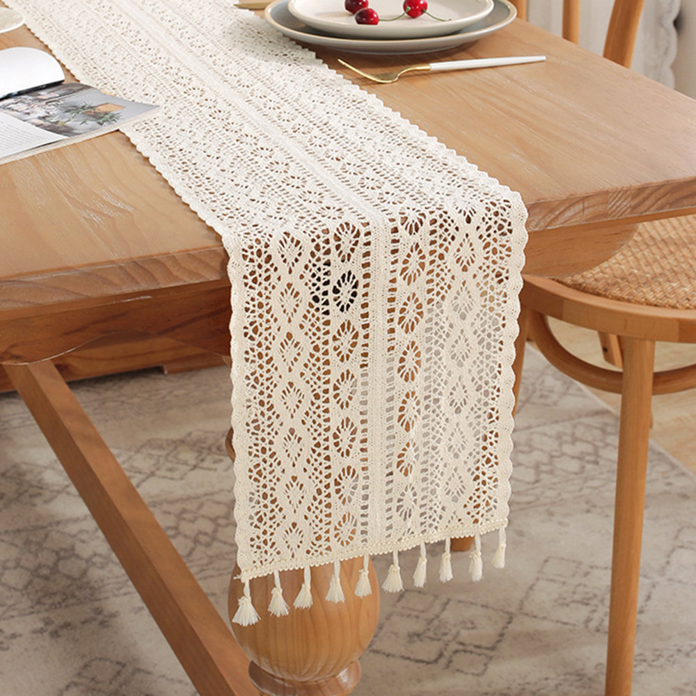 Bieżnik Boho, 24x180 Dekoracja Boho, bieżnik beżowy z frędzlami, do dekoracji Boho, ślubu, wieczoru panieńskiego, wystroju stołu w jadalni