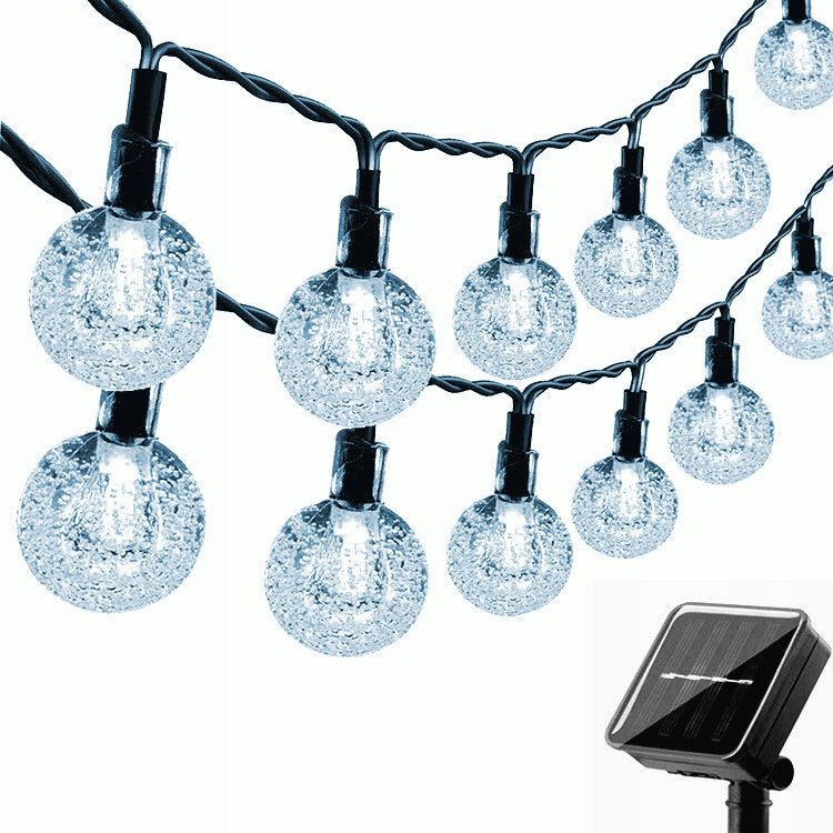 LAMPKI OGRODOWE SOLARNE GIRLANDA 50LED, 9m ZIMNE