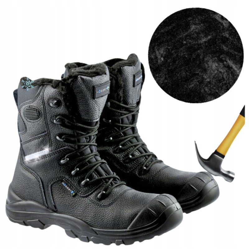 Wysokie buty robocze męskie Zimowe Ocieplane Wodoodporne z Noskiem BHP r.41