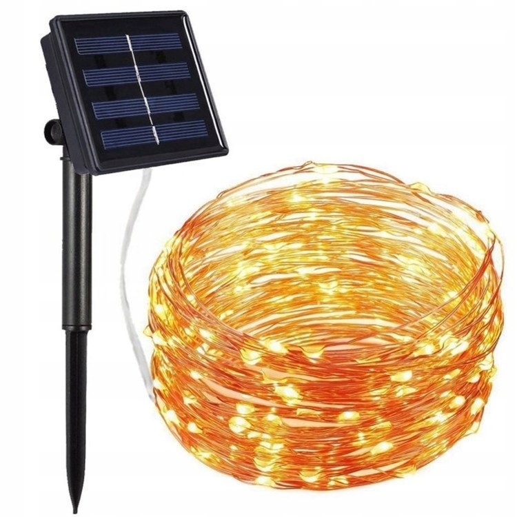 GIRLANDA SOLARNA OGRODOWA DRUCIK 200LED Łańcuch Świetlny 12m IP44 - ZEW.