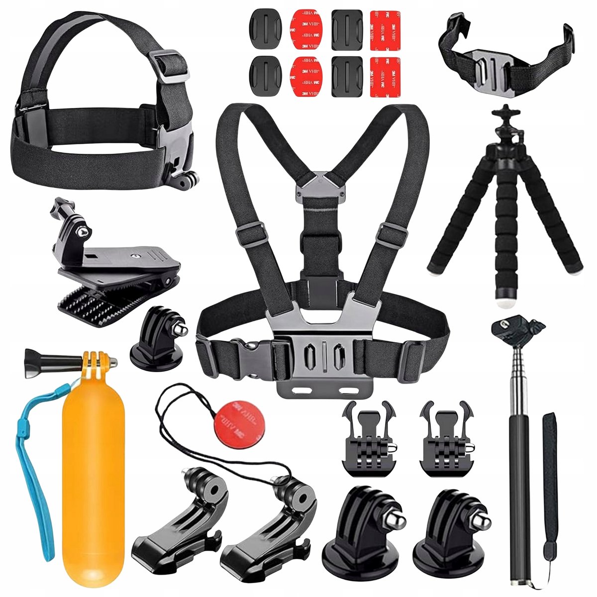 ZESTAW AKCESORIA DO GOPRO HERO 12 11 10 9 8 7 6 DJI UCHWYT MOCOWANIE KAMER