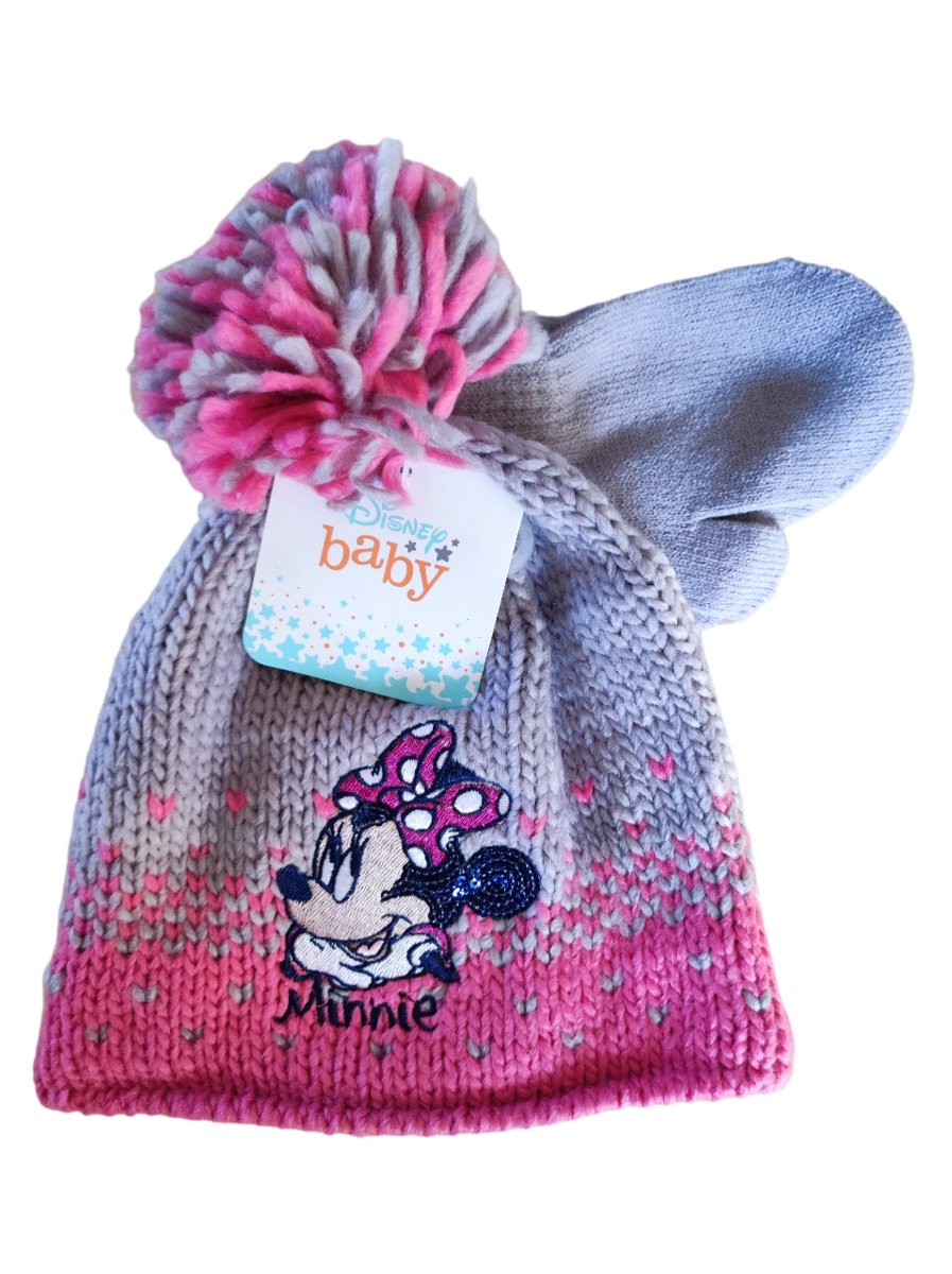 Komplet czapka rękawiczki Disney Minnie dla dziewczynki zimowy