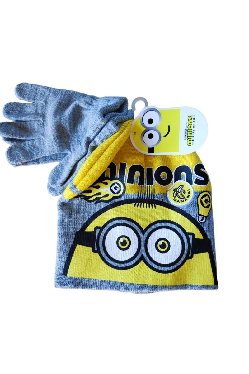 Komplet czapka rękawiczki Minions The Rise Of Gru dla chłopca zimowy