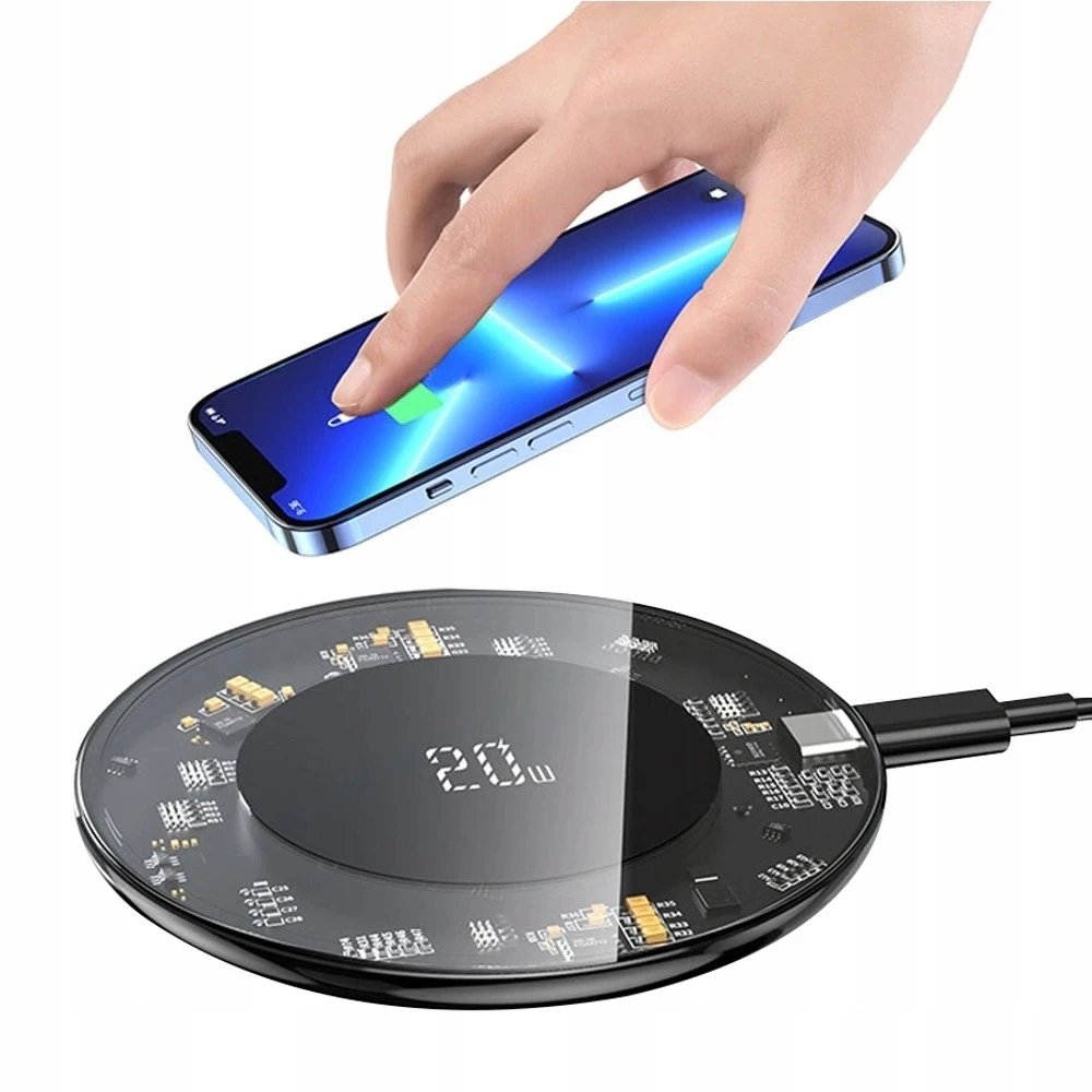 Ładowarka indukcyjna IPHONE ANDROID bezprzewodowa DOSTOSOWANIE MOCY 20W 15W
