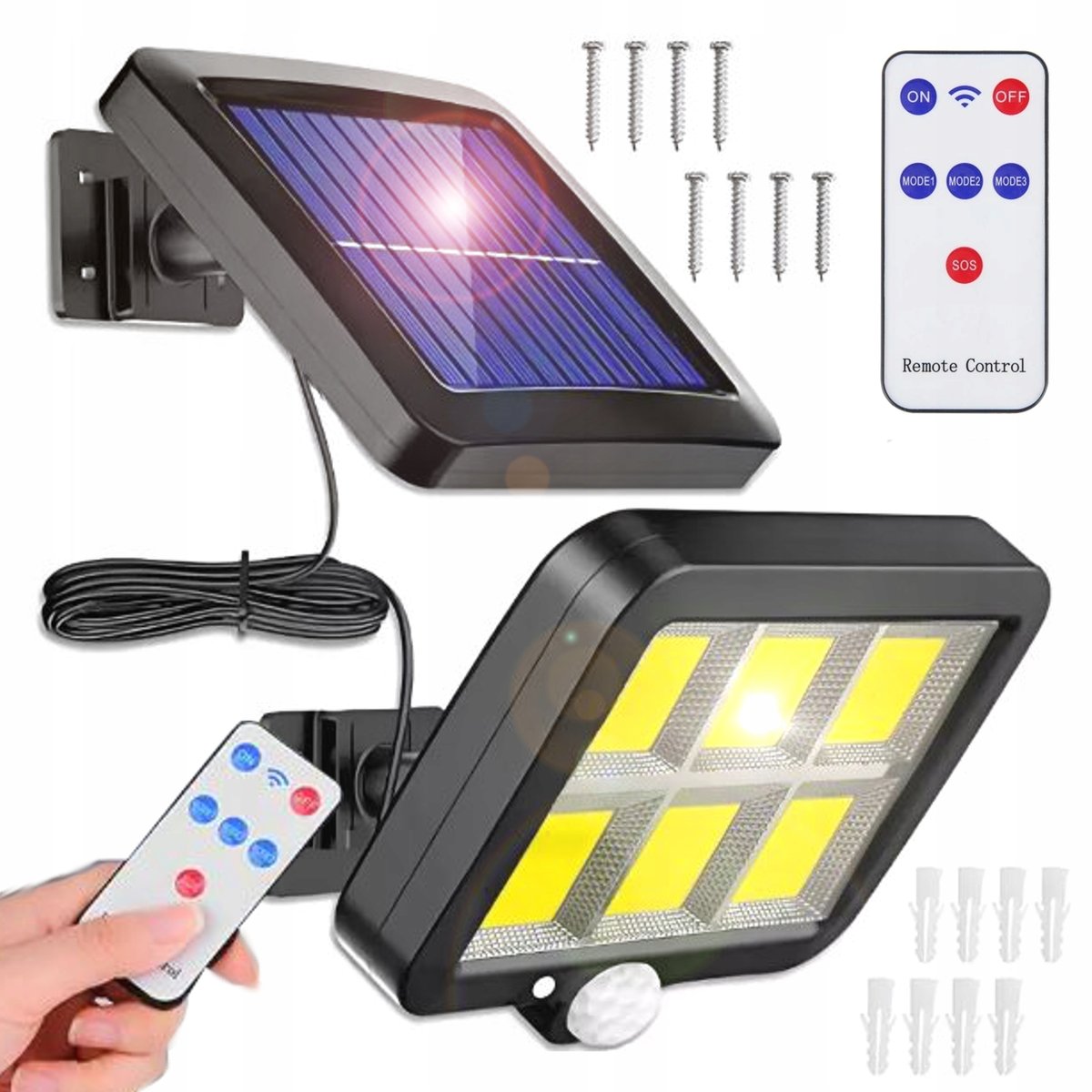 LAMPA SOLARNA Z CZUJNIKIEM ZMIERZCHU RUCHU + PILOT