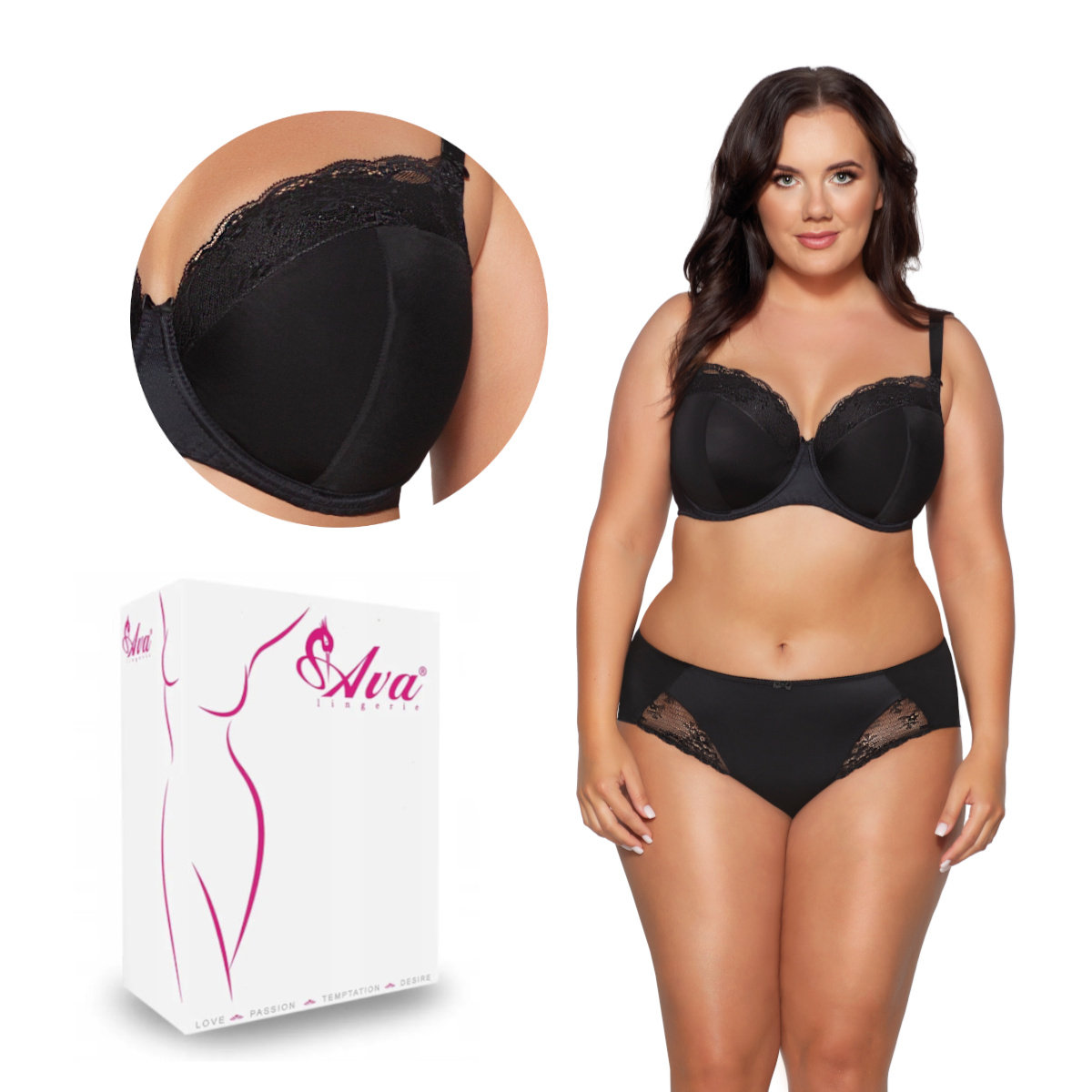 Biustonosz Full Cup AV 2112 usztywniany czarny 85G