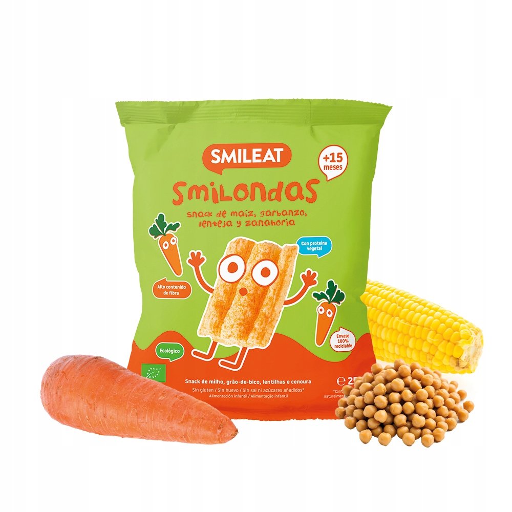 Chrupki prażynki z ciecierzycy, marchewkowe, Smileat BIO Smilondas, 25 g