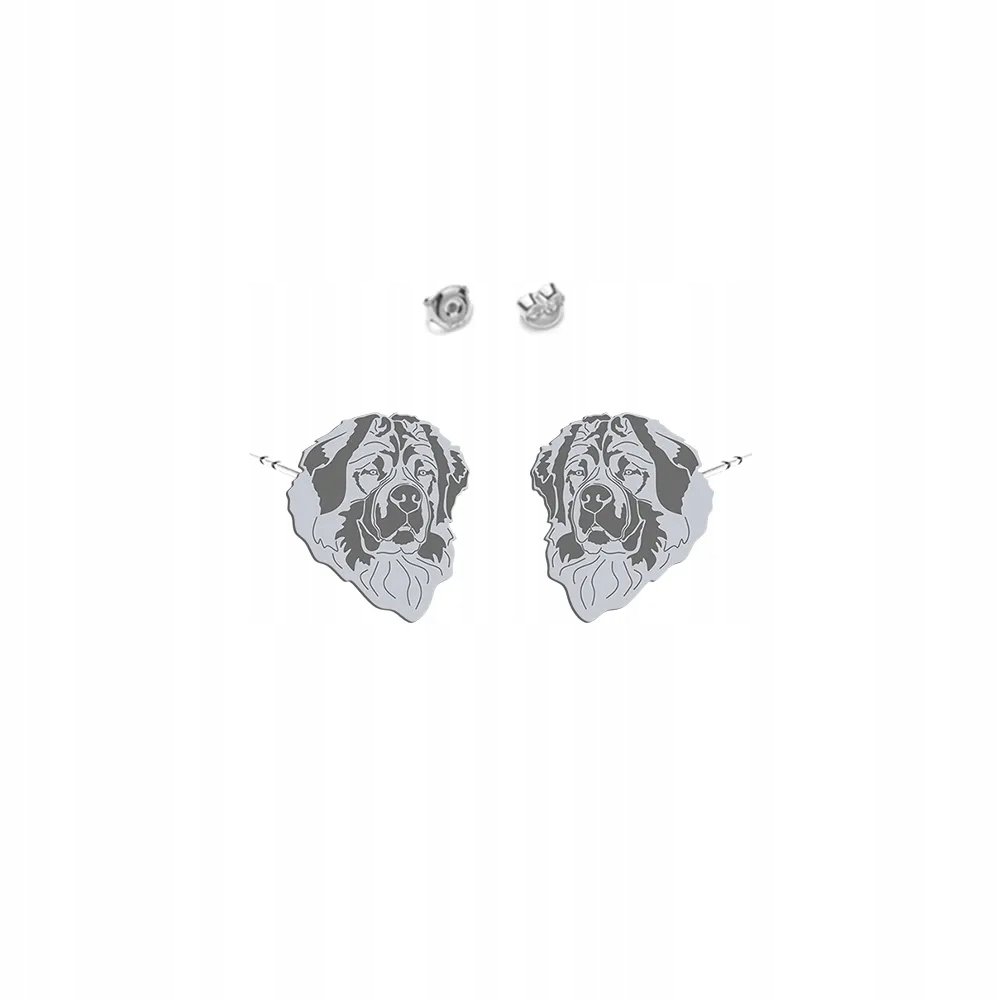 Kolczyki wkrętki SREBRO925 z psem Moskiewski Pies Stróżujący DEDYKACJA
