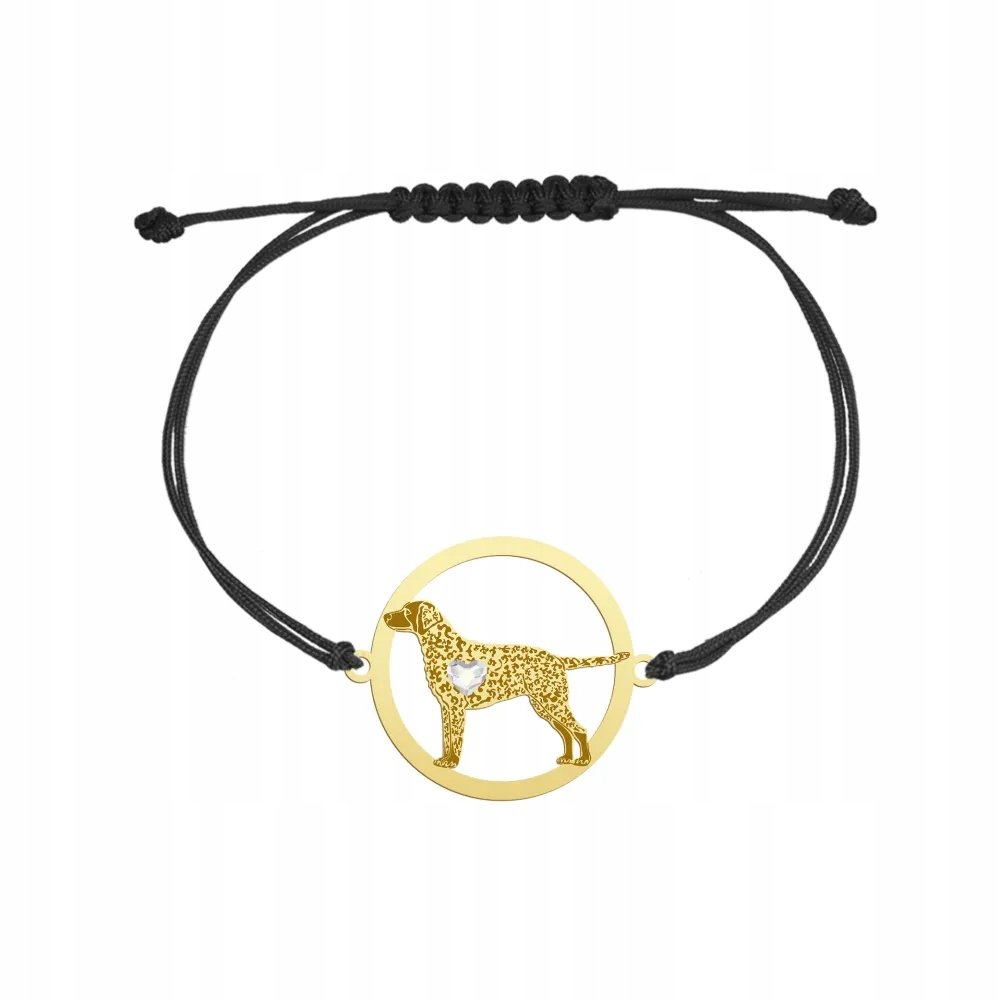 Bransoletka Złota z Curly Coated Retriever 925 Sznurek Prezent GRAWER