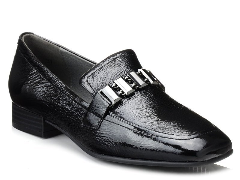 Półbuty damskie lordsy skórzane lakierowane eleganckie Caprice 24205-37