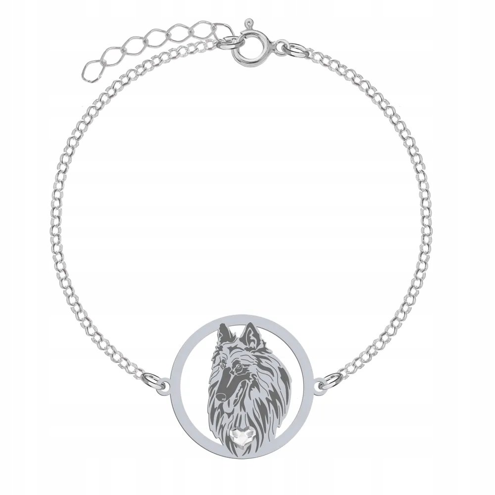 Bransoletka Srebrna z psem Owczarek Tervueren SREBRO 925 Łańcuszek GRAWER