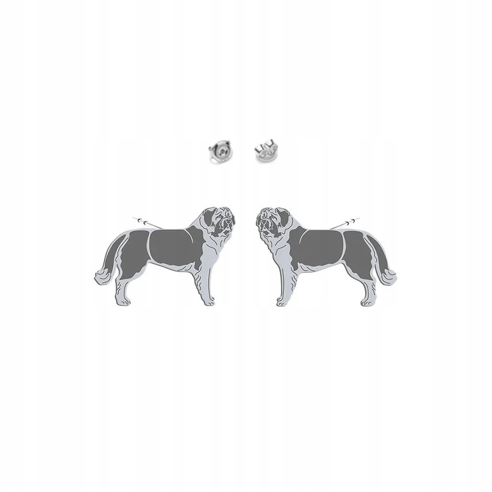 Kolczyki wkrętki SREBRO925 z psem Moskiewski Pies Stróżujący DEDYKACJA