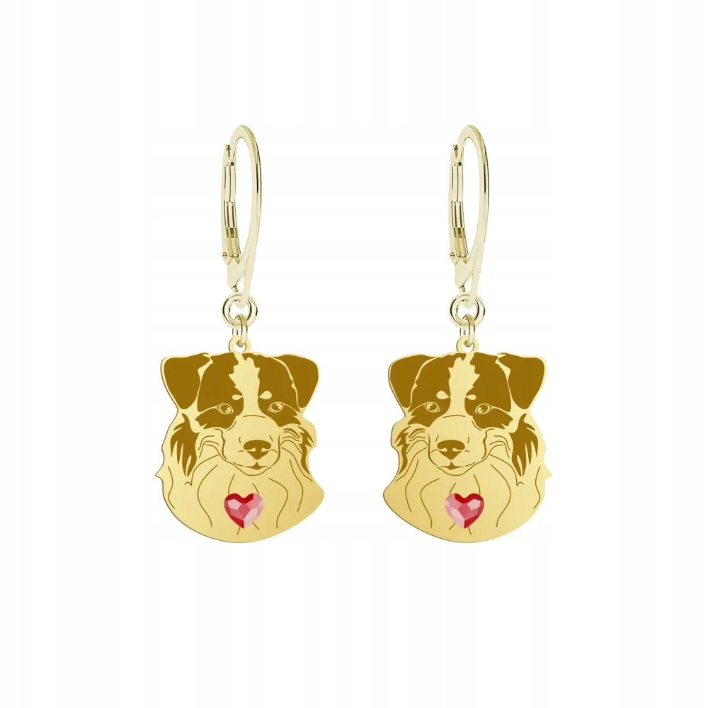 Kolczyki Złote z psem Miniaturowy Owczarek Amerykański 925 Biżuteria GRAWER
