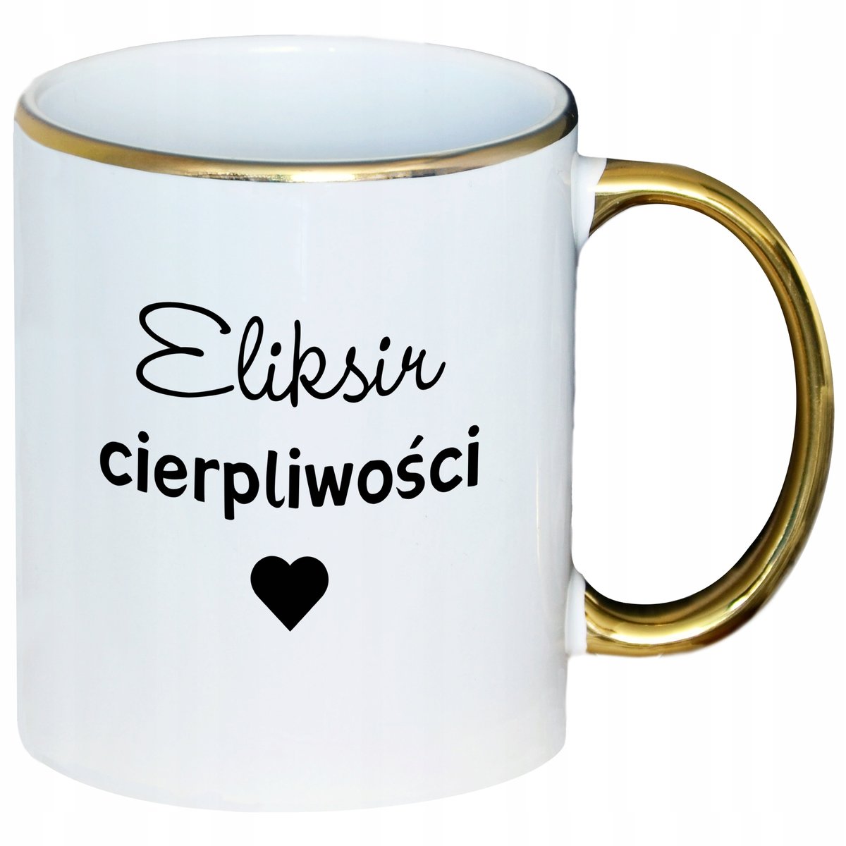 KUBEK ZŁOTY ELIKSIR CIERPLIWOŚCI PREZENT DLA NAUCZYCIELA DO BIURA SZEFOWEJ