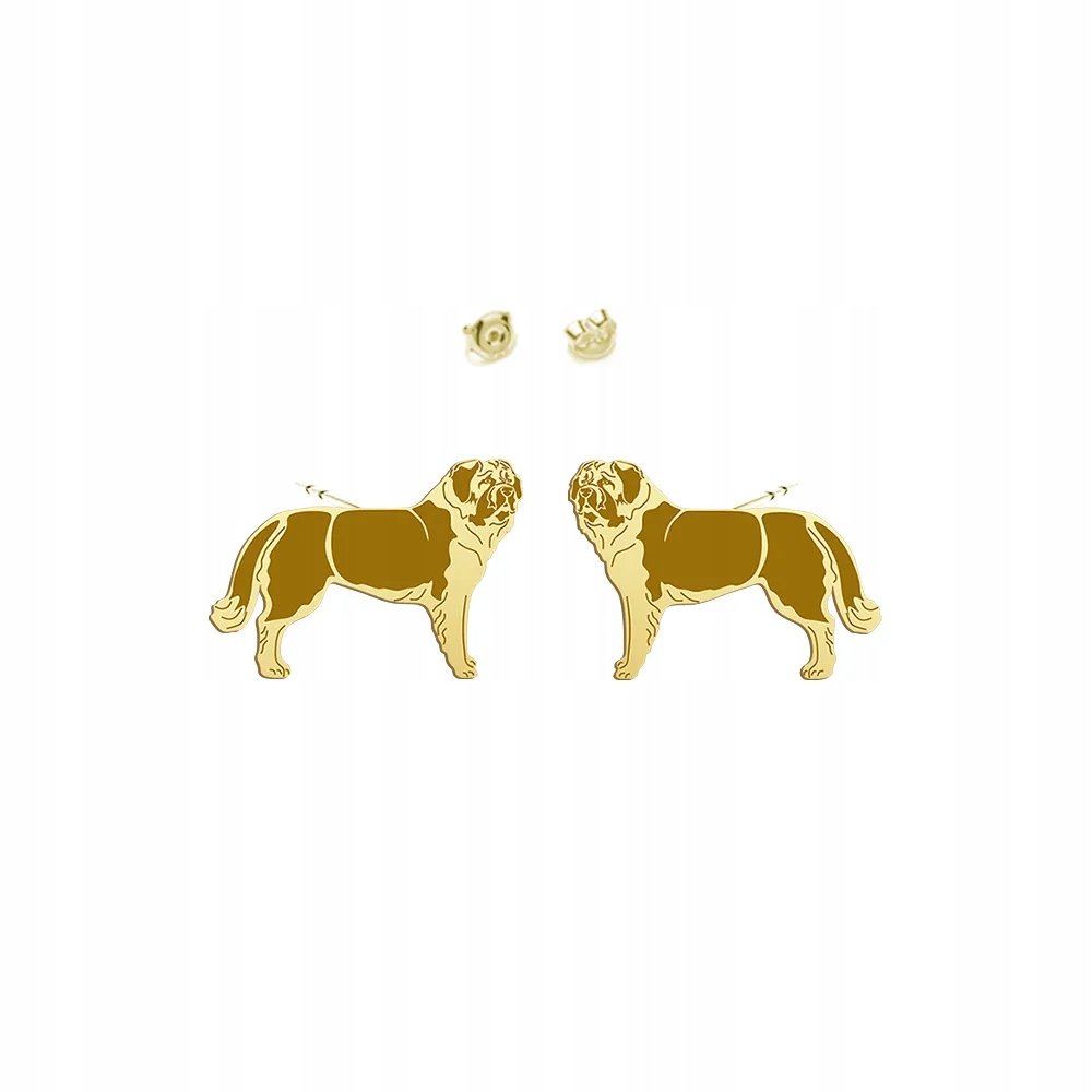 Kolczyki Złote z psem Moskiewski Pies Stróżujący wkrętki 925 DEDYKACJA