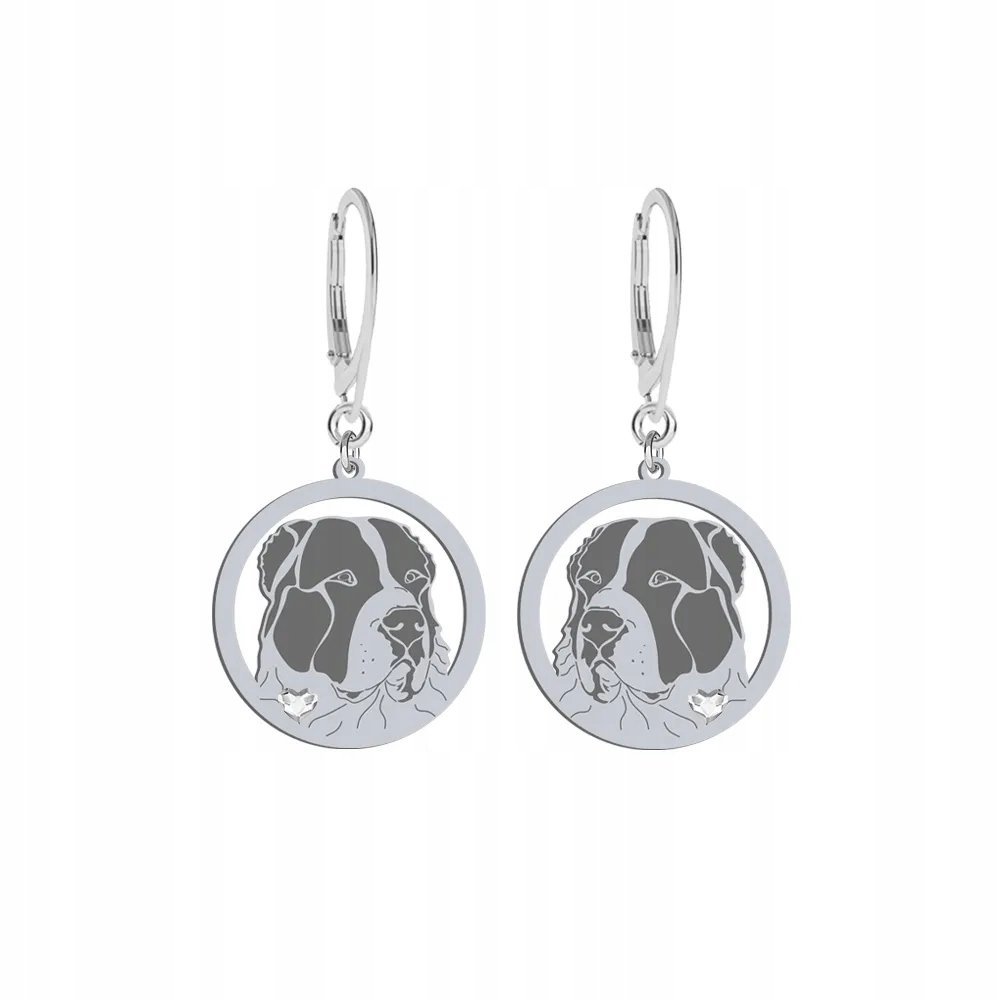 Kolczyki Srebrne z psem Owczarek Środkowoazjatycki 925 Prezent GRAWER
