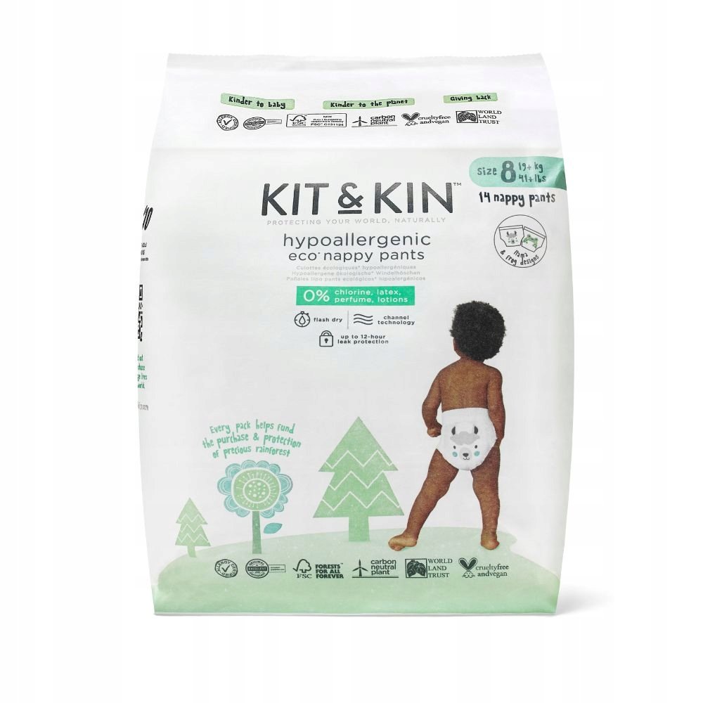 Pieluchomajtki Nappy Pants 8 (19 kg+), Frog/Llama, 14 szt. Kit&Kin