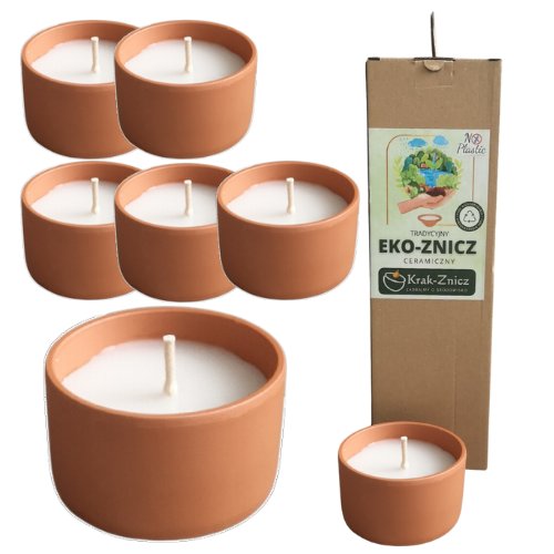 Znicz otwarty zalewany ceramiczny ZC-1 wys: 6cm Śr.9 Całoroczny 6 sztuk