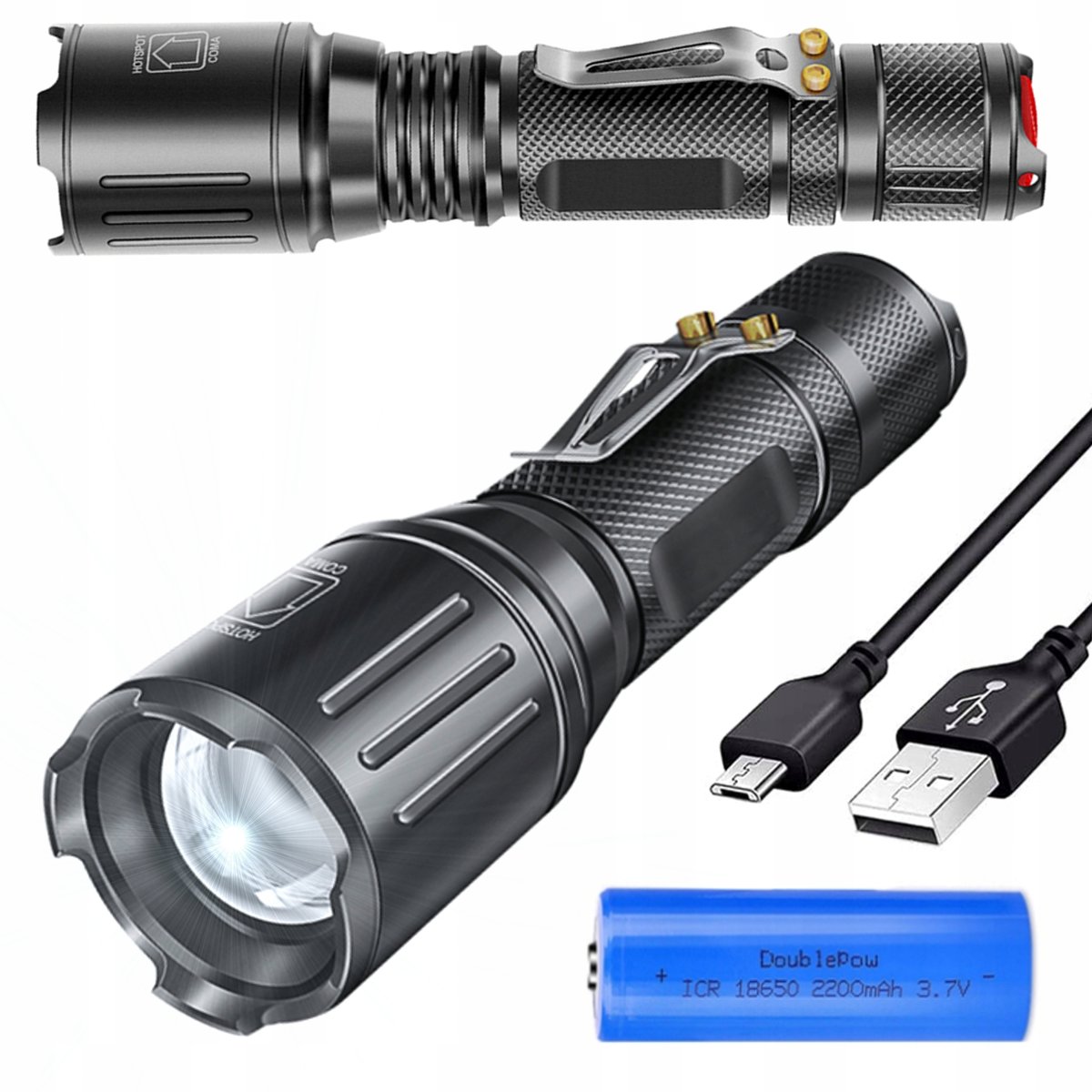 MOCNA LATARKA LED AKUMULATOROWA TAKTYCZNA ZOOM SOS