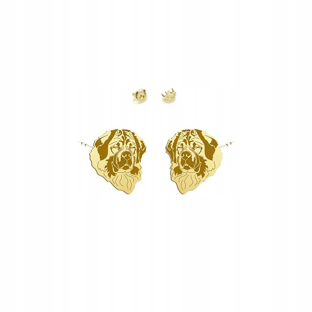 Kolczyki Złote z psem Moskiewski Pies Stróżujący wkrętki 925 DEDYKACJA