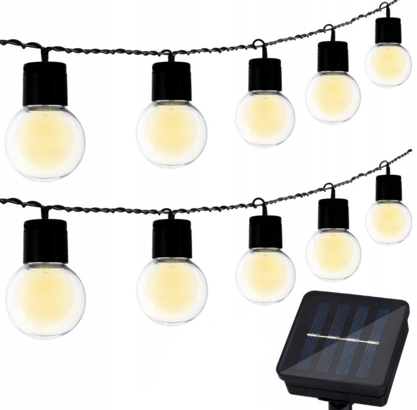 GIRLANDA SOLARNA LED LAMPKI OGRODOWE KULKI 20LED