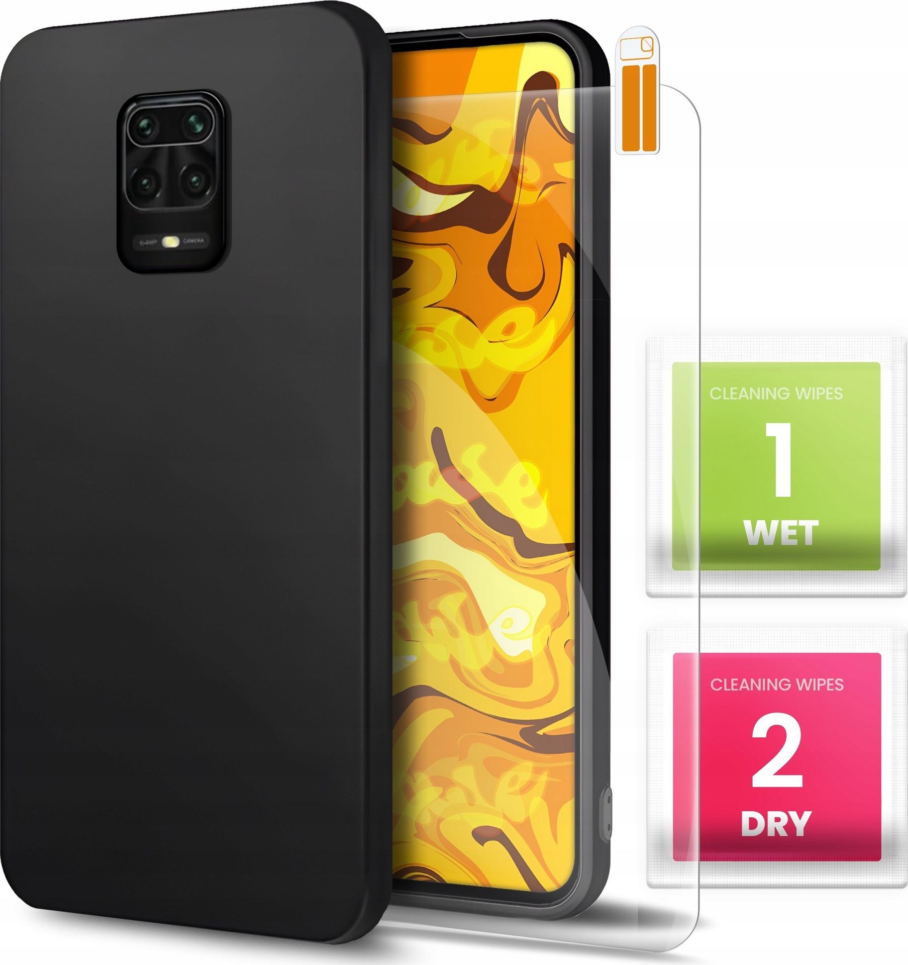Hello Case Etui do Xiaomi Redmi Note 9 Pro Czarne, Matowe, Obudowa, Silikon SZKŁO