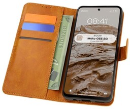 Bizon Etui z klapką Case Pocket do Motorola Moto G55 5G, brązowe