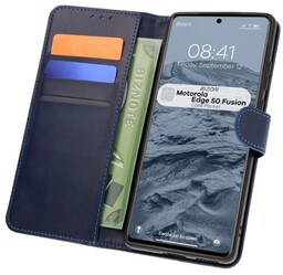 Bizon Etui z klapką Case Pocket do Motorola Edge 50 Fusion, granatowe