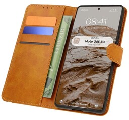 Bizon Etui z klapką Case Pocket do Motorola Moto G85 5G, brązowe