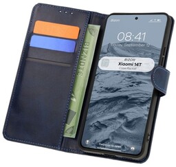 Bizon Etui z klapką Case Pocket do Xiaomi 14T, granatowe