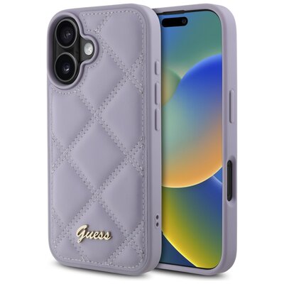 Etui GUESS Quilted Metal Logo do Apple iPhone 16 Jasnofioletowy