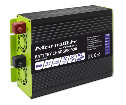 Qoltec Inteligentna ładowarka Monolith LiFePO4 GEL 90A/12V