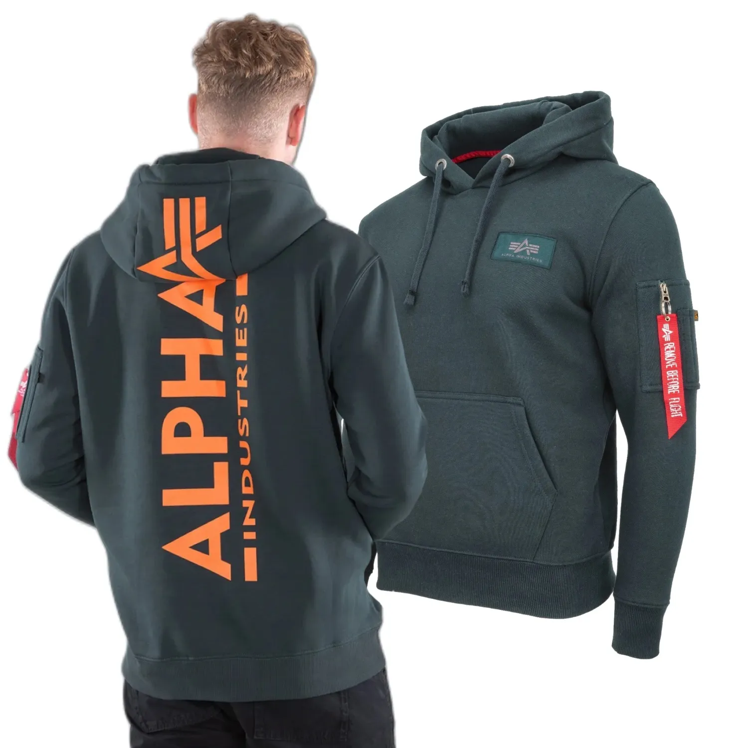 Bluza z kapturem Alpha Industries Back Print 178318 353 - Ciemnozielona