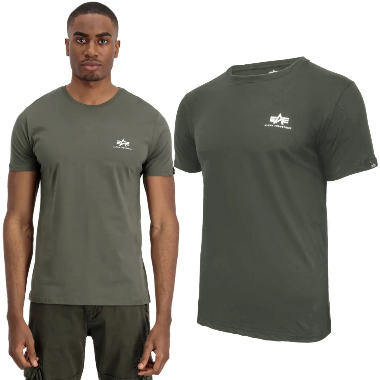 Alpha Industries Small Logo Basic 188505 142 - Ciemnooliwkowa