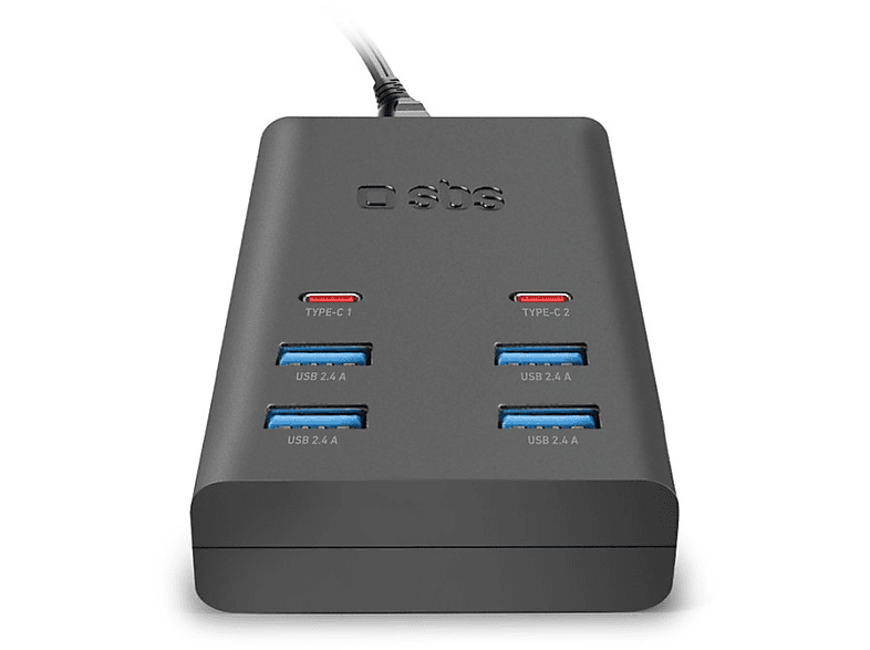 Stacja ładująca SBS z 4 portami USB-A i 2 USB-C TETR4USB2CPD25WK