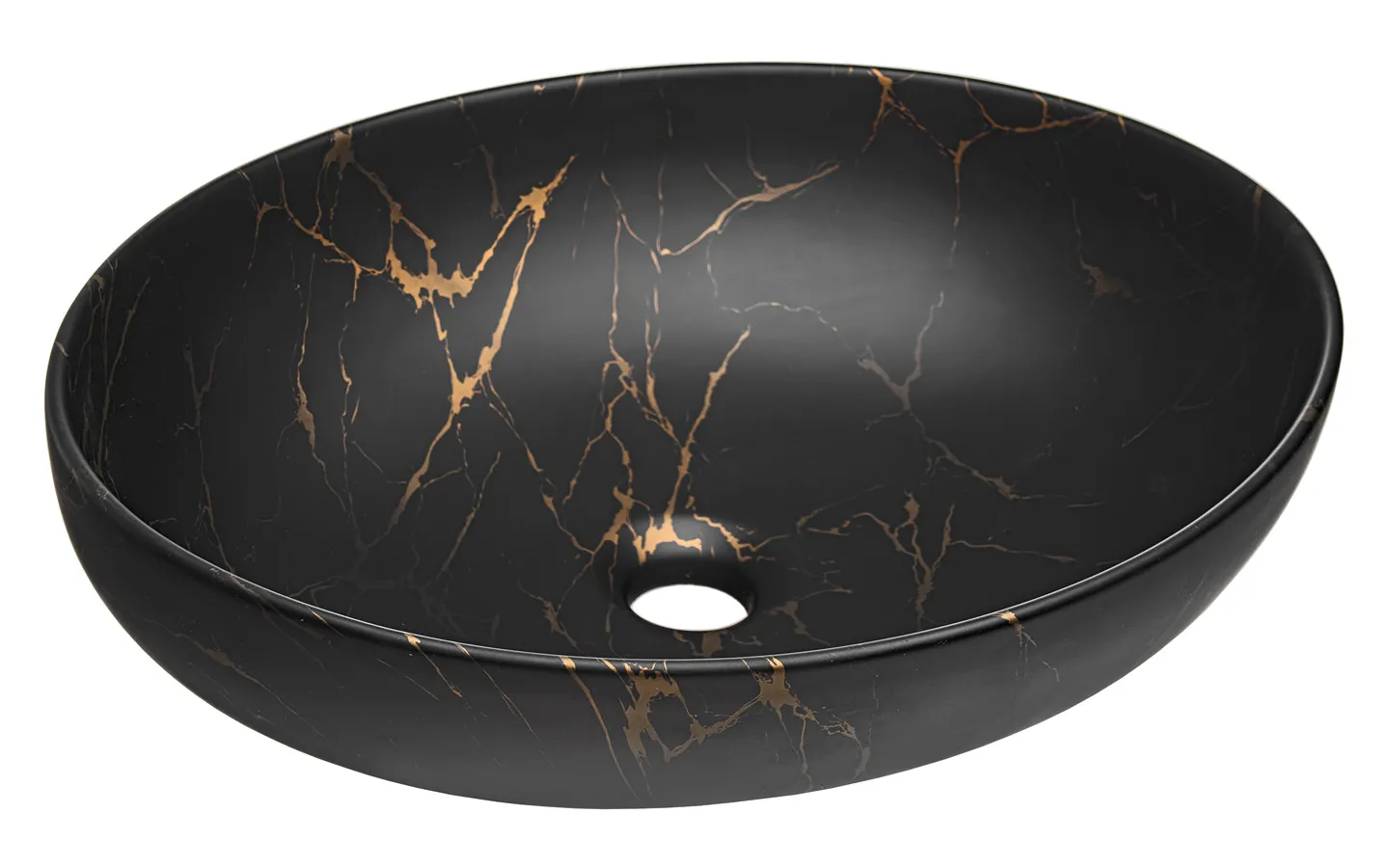 Elior Czarna okrągła ceramiczna umywalka nablatowa B1-R56