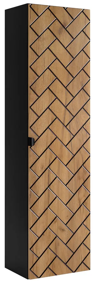 Wiszący słupek łazienkowy czarny + dąb craft złoty N4-B88