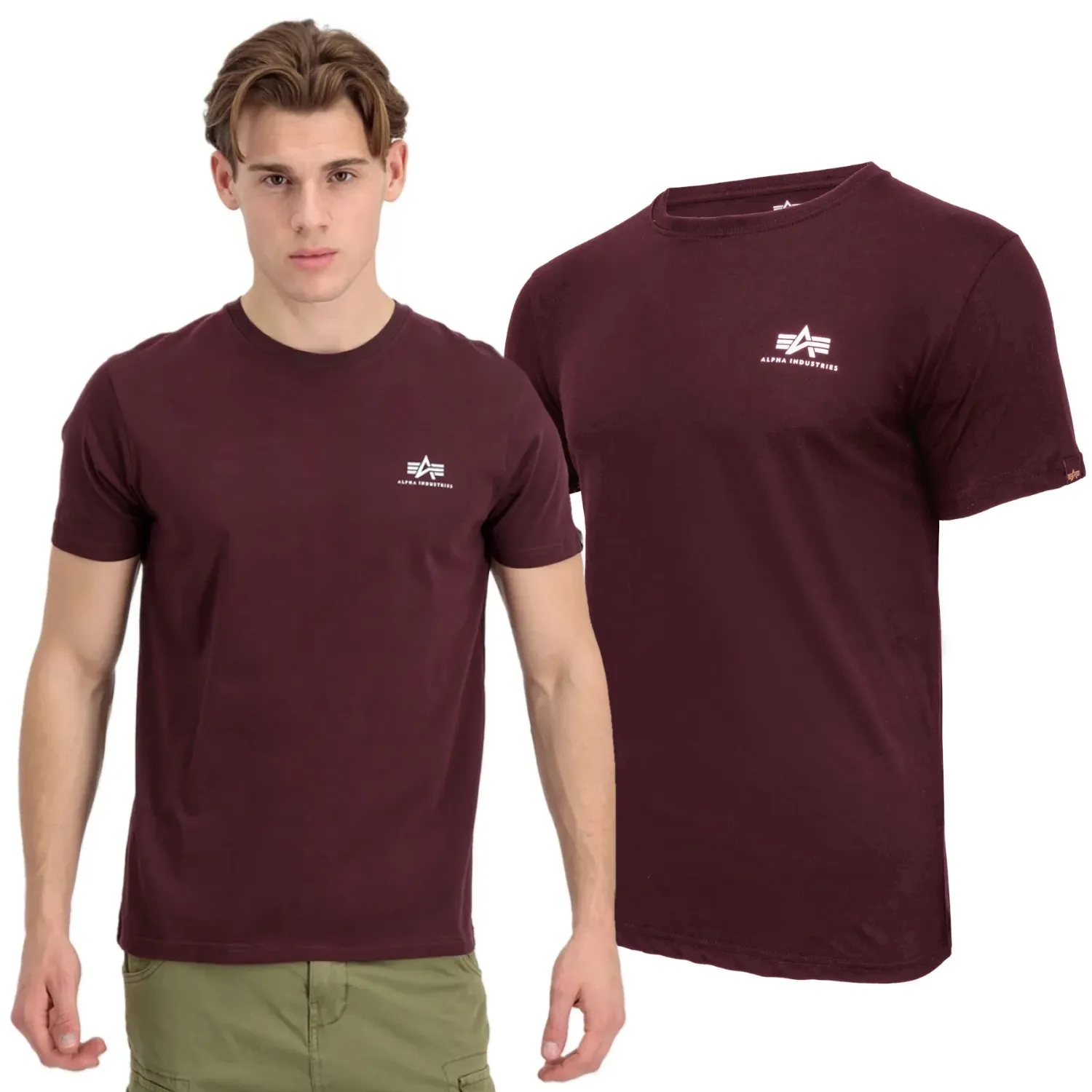 Alpha Industries Small Logo Basic 188505 21 - Bordowa  3XL