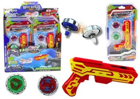 Zestaw pistolet wyrzutnia 2 metalowe krążki czerw - Leantoys