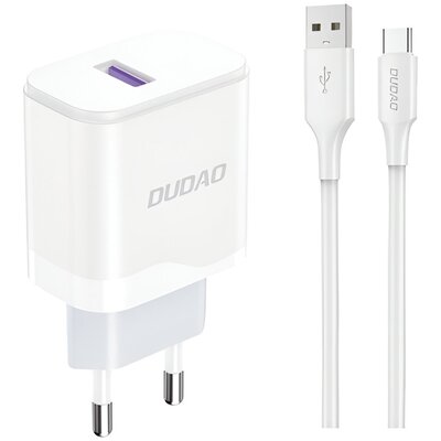 Ładowarka sieciowa Dudao A20EU USB-A 18W - biaa + kabel USB-A - USB-C